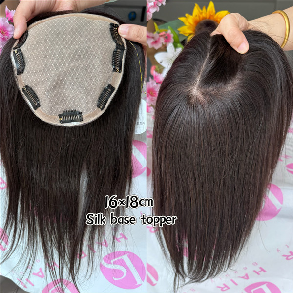 Full hand tied full hand tied silk topper big size 16x18cm Indian virgin remy hair