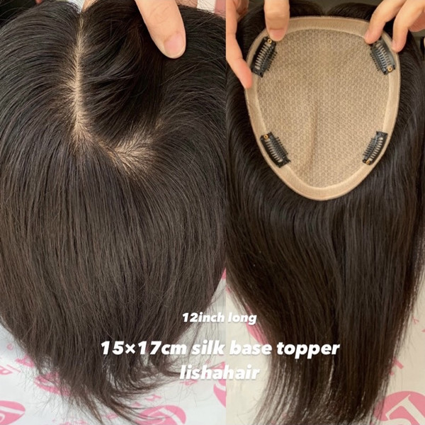 15x17cm silk topper full handtied silk base topper indian virgin remy hair