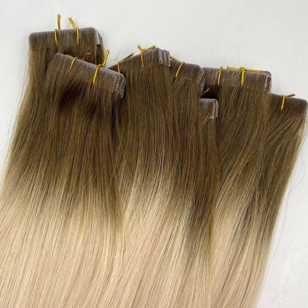 Seamless Injected Hand-Tied Invisible Tape In Hair Extension 20Pcs Virgin Human Hair (T6/613)