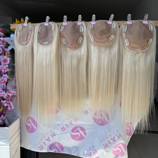 Indian virgin 613 blonde silk base toppers in stock 