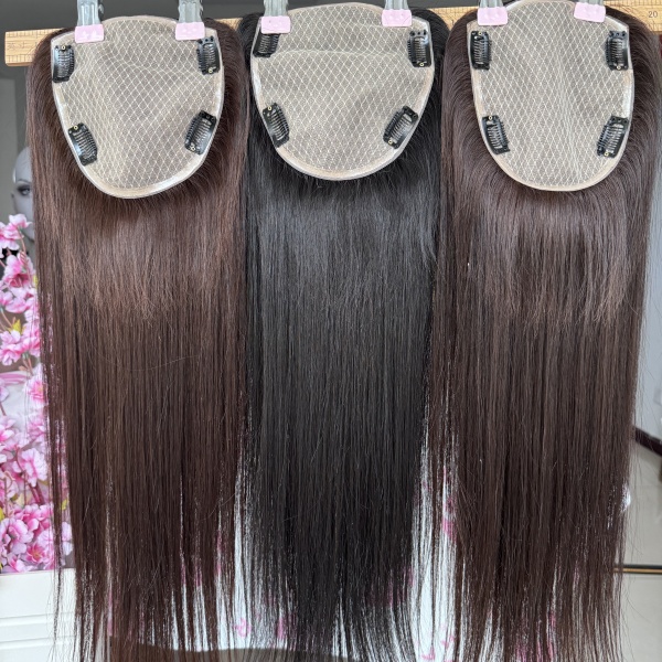 Wholesale Silk Base Breathable Human Hair Topper for Women 150% High Density Remy Straight Hair Ready To Ship products