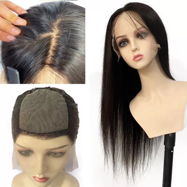 Human Hair Silk Top Wig Full Lace Hair Wigs Straight Natural Black 180% Virgin Glueless Silk Base Full Lace Wigs