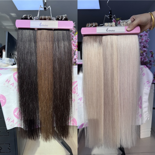 Stock Top quality European raw human hair invisible tape in extensions 