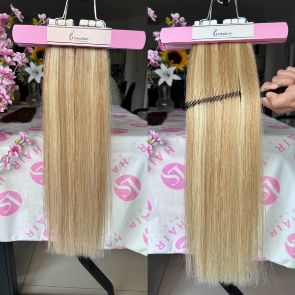 Top quality European raw human hair tape in hair extensions balayage color 