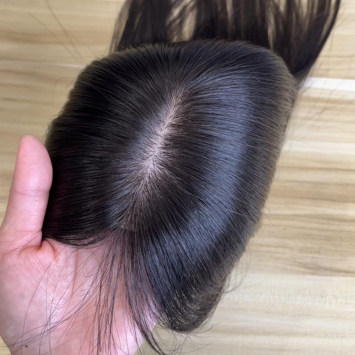 Wholesale Chine remy human Hair topper Silk Base style 8x12cm / in stock !