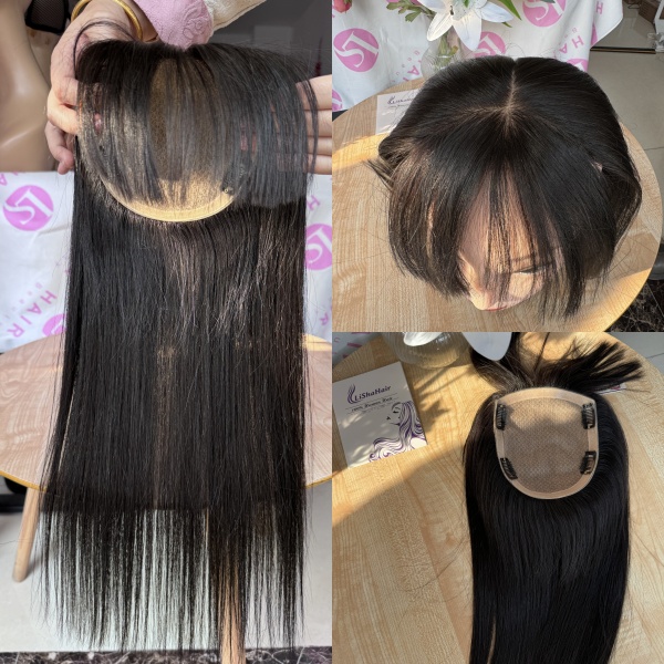 Customized European Cuticle Aligned Hair Full hand tied Women Topper Piece for Hair Loss