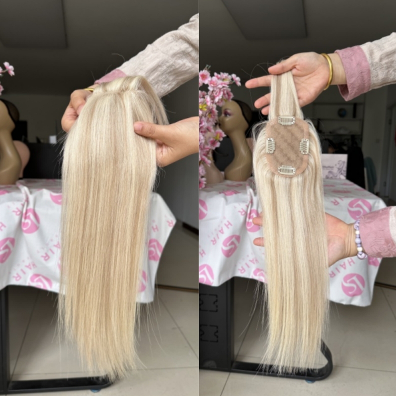 Light Volume Hair Topper 3x5" Silk Base 12" balayage highlights color 130% Density fringe Hair Topper