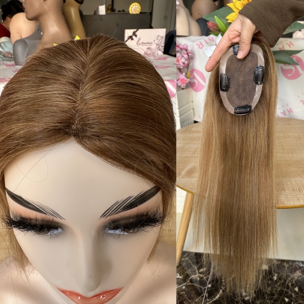Wholesale Human Hair Vendor High Quality Hair Pieces 3x5 inch Human Hair mono Topper highlights color 