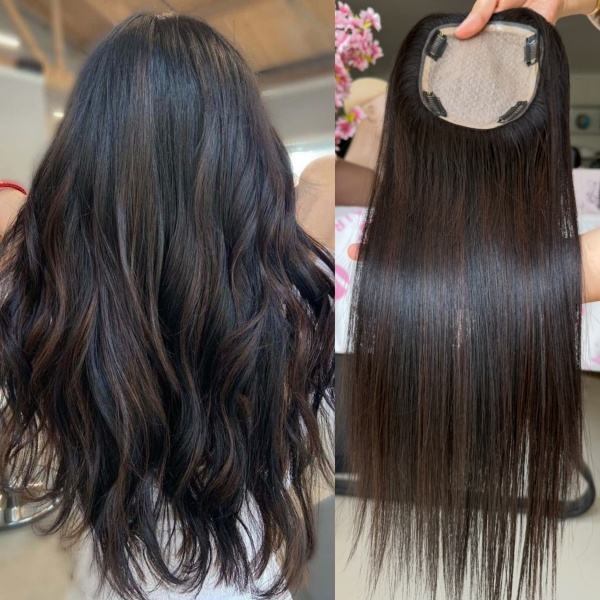13x15cm Full Hand Tied Silk Base Hair Topper for Women Human Hair Highlights Color