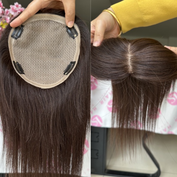 16x18cm big size silk base topper indian virgin human hair color 2 dark brown 