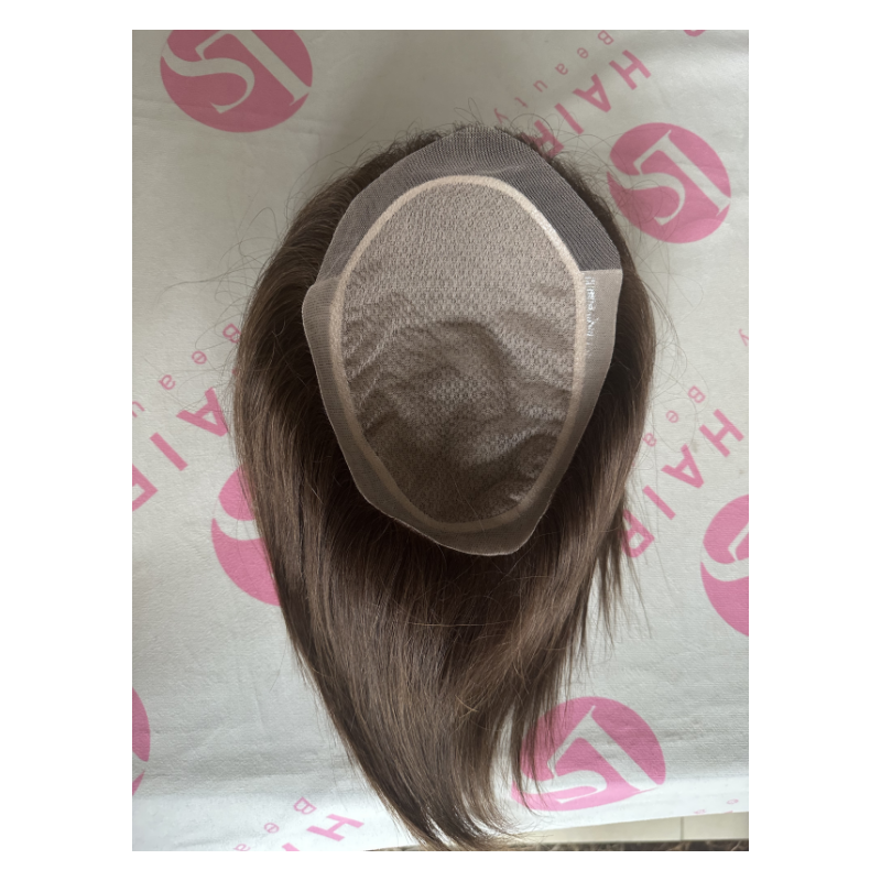Top Quality European Raw Hair Men's Toupee Toupee CC Contour Dark Brown Color 7.5x10inch Silk Base Toupee 6'' Customized Style