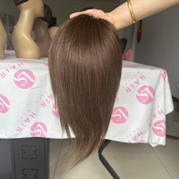 Top Quality European Raw Hair Men's Toupee Toupee CC Contour Dark Brown Color 7.5x10inch Silk Base Toupee 6'' Customized Style