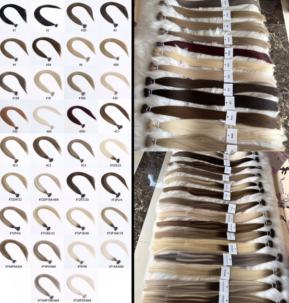 Stock Nano ring hair extensions Top quality European Raw human hair 