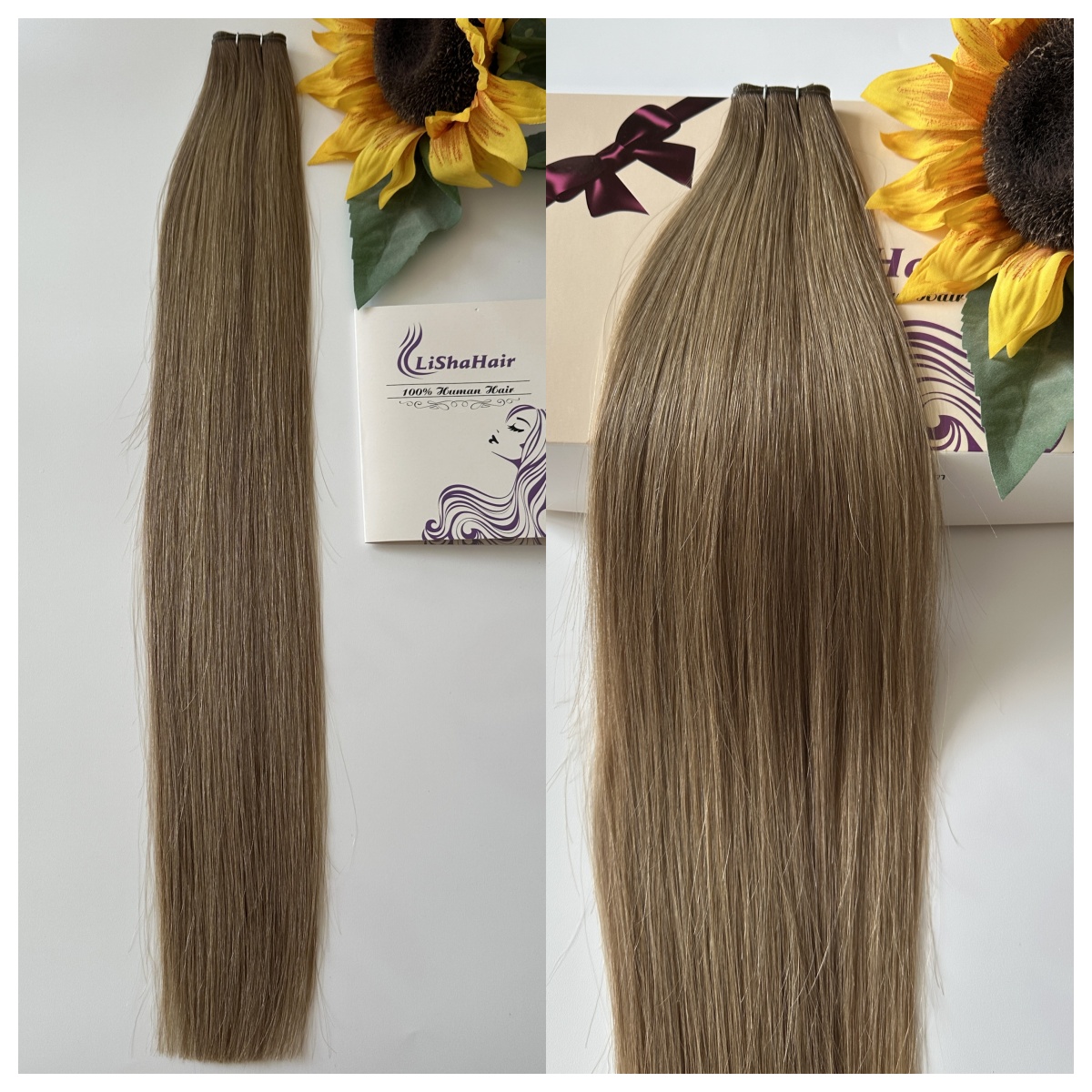 Stock European Raw Human Hair Extensions Comfortable Balayage Color #C2