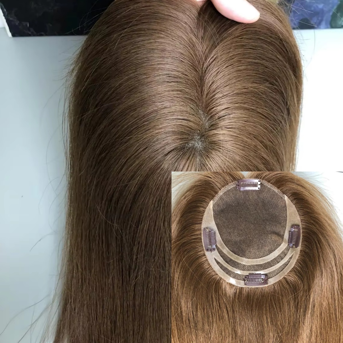 Virgin European Real Human Hair Toupee 20 Inch 5.5x6 Swiss Invisible HD Lace Topper for Women Alopecia Baldness Brown