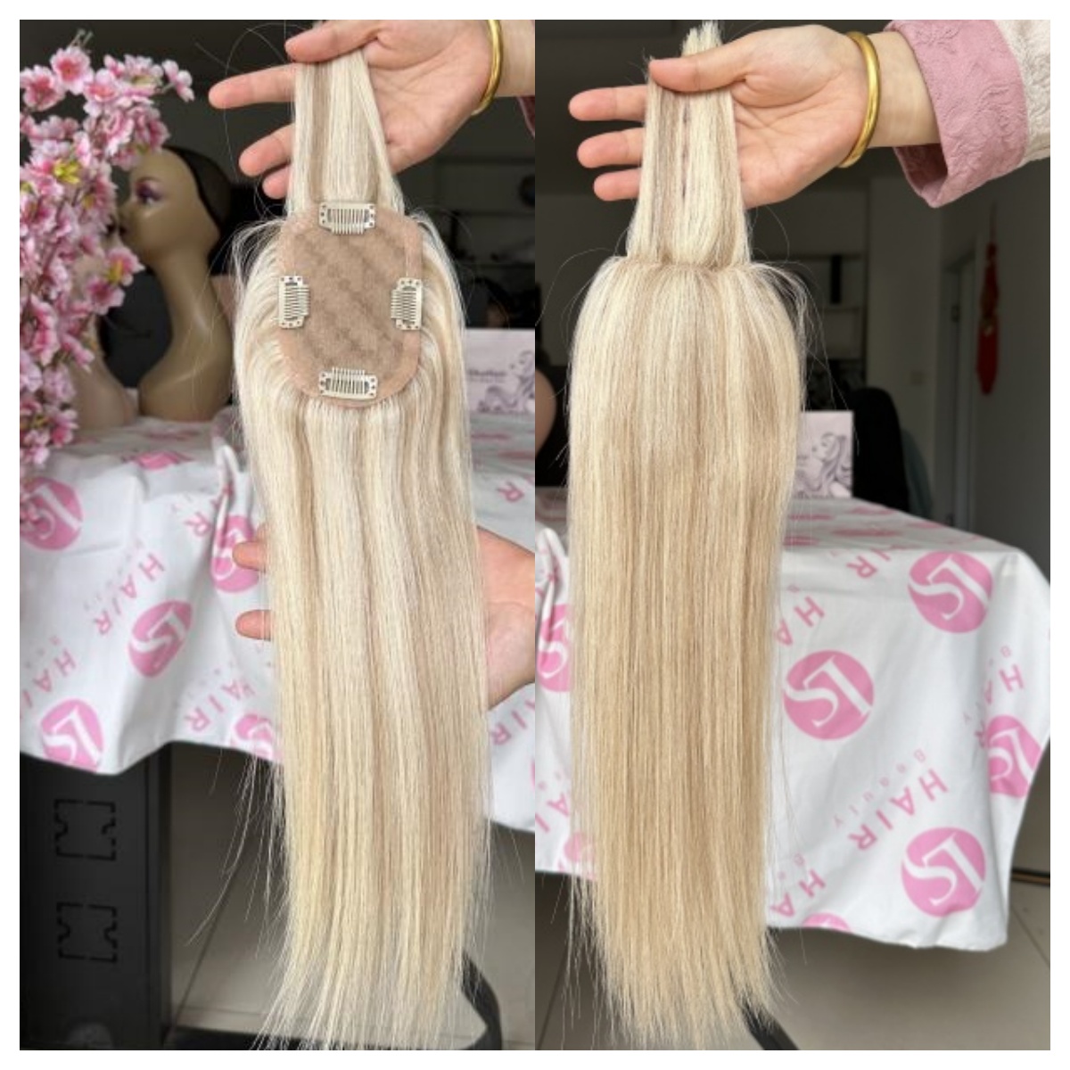 Light Volume Hair Topper 3x5" Silk Base 12" balayage highlights color 130% Density fringe Hair Topper