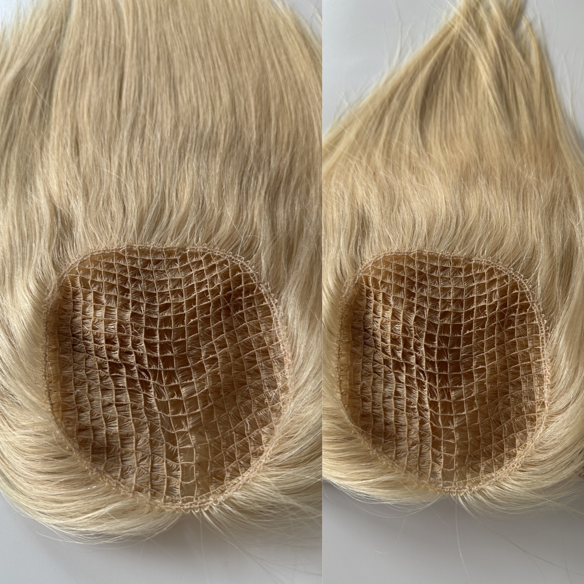 5x5inch Fishnet Topper European Raw Real Human Hair Light Blonde with Thinning Hair,alopecia,or Hair Loss