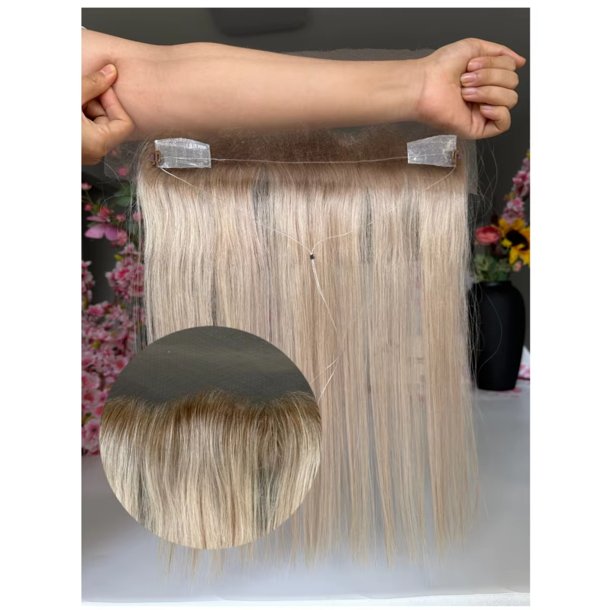 Women's European Hair Forehead Hairline Topper Toupee Skin HD Lace Hairline with Adjustable String
