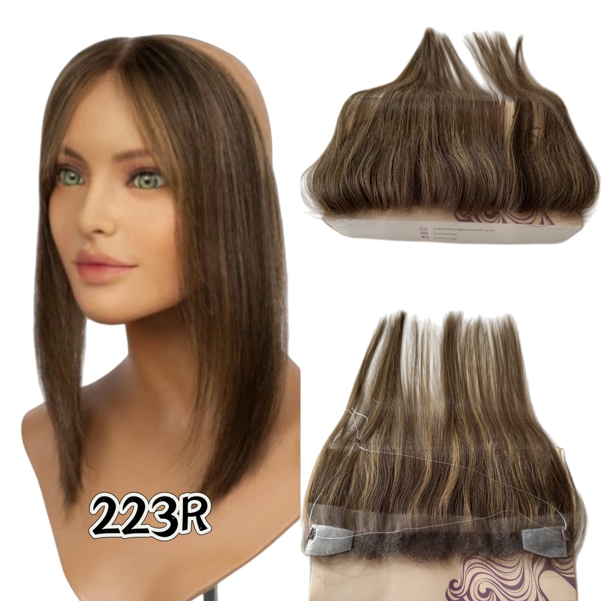 Women's European Hair Forehead Hairline Topper Toupee HD Lace Hairline with Adjustable String