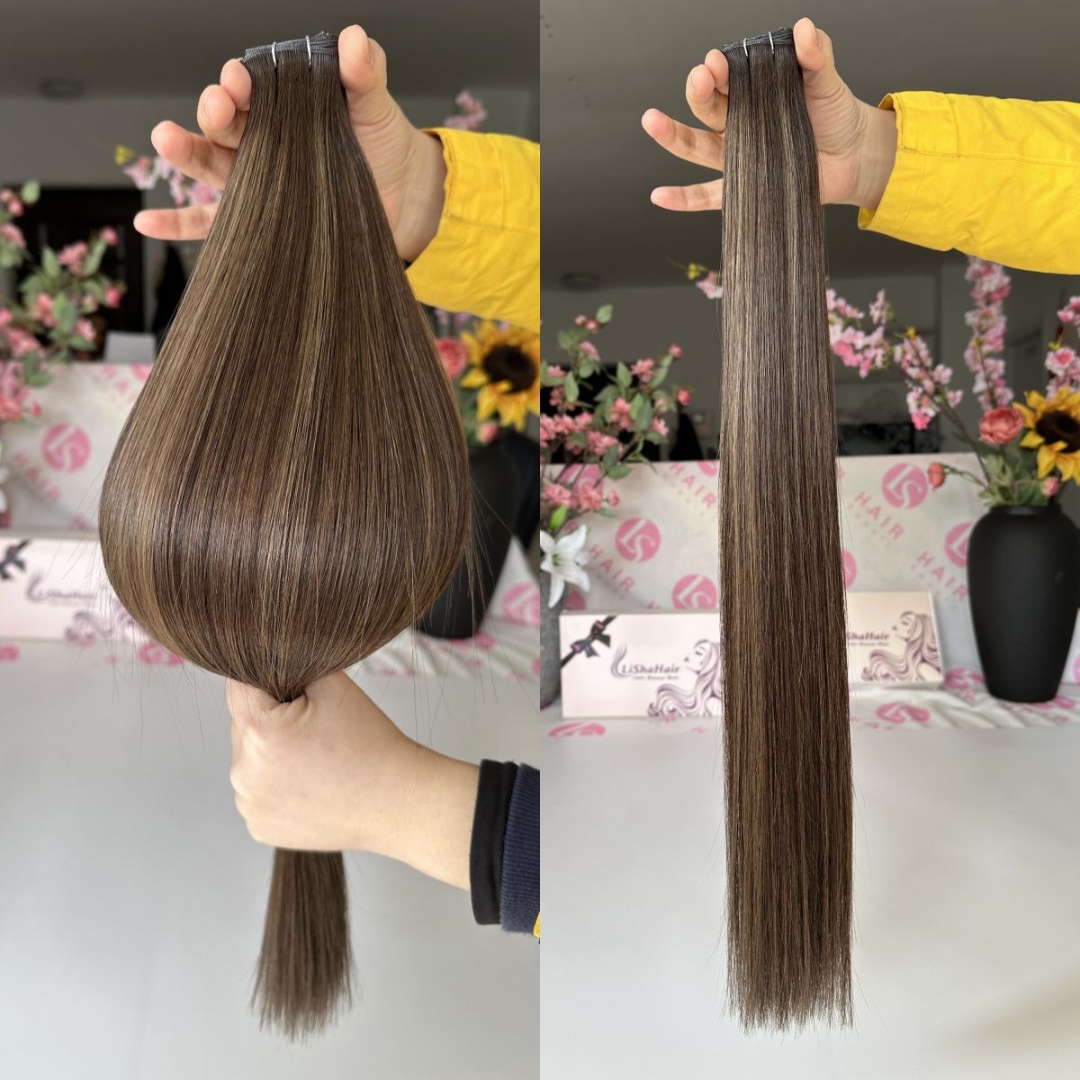 20inch 22inch Balayage Color Cuticle Intact Raw Virgin Human Hair Genius Weft Extension Cuticle Real Human Hair