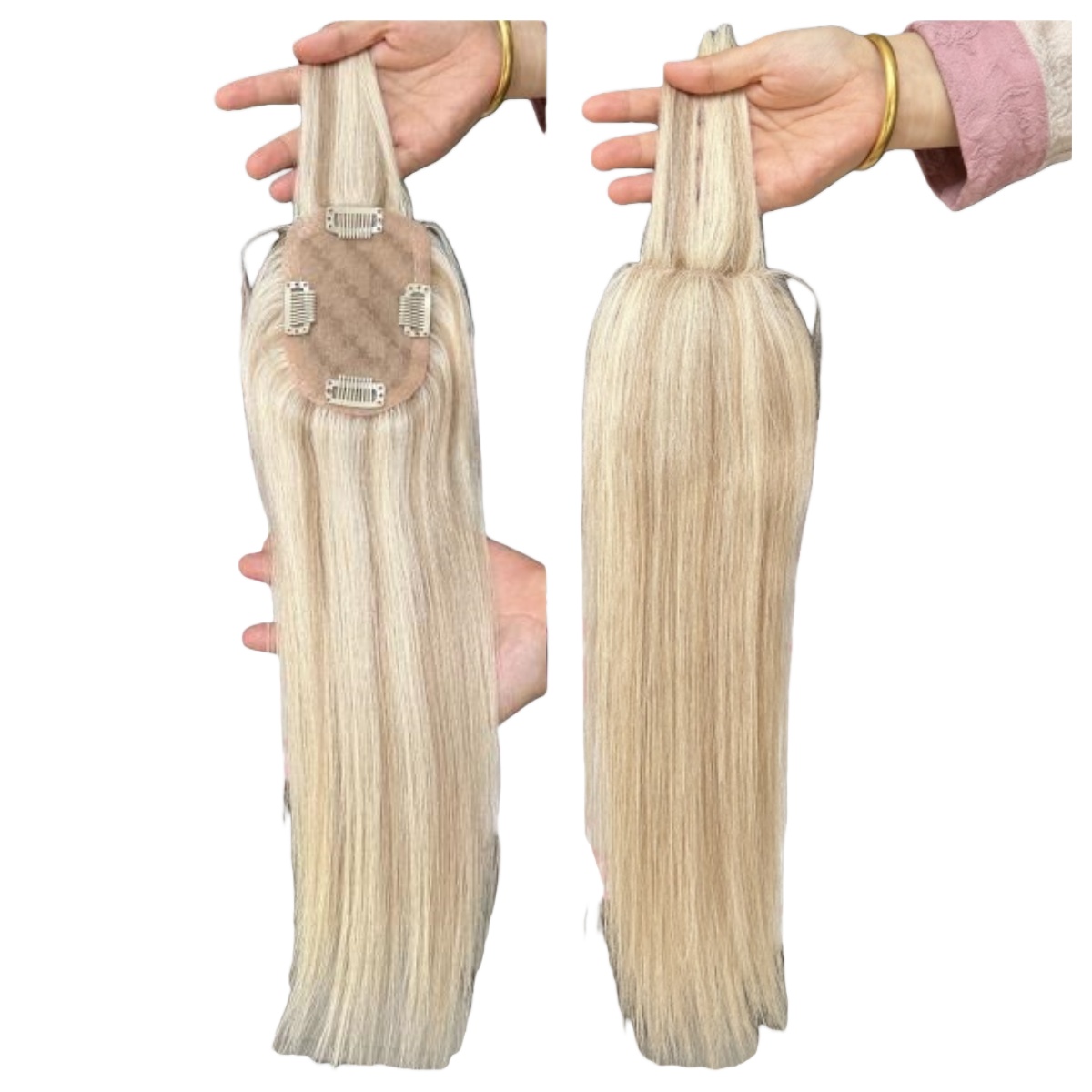 Light Volume Hair Topper 3x5" Silk Base 12" balayage highlights color 130% Density fringe Hair Topper