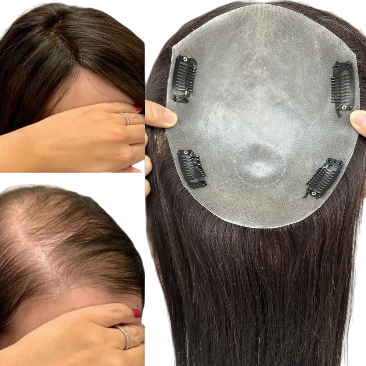 Hot Sale Ready to Ship Virgin European Human Hair Super Soft Thin Skin Base Clip in Topper Pieces for Women