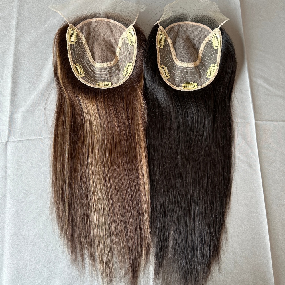 Women's Silk Base Topper Invisible Lace Topper European Human Hair Topper for women loss 