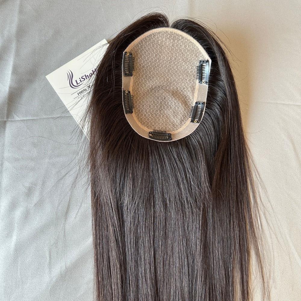 100% Real Human Hair Best Quality Silk Base Topper Easy to Add Volume for Thinning Hair black color 