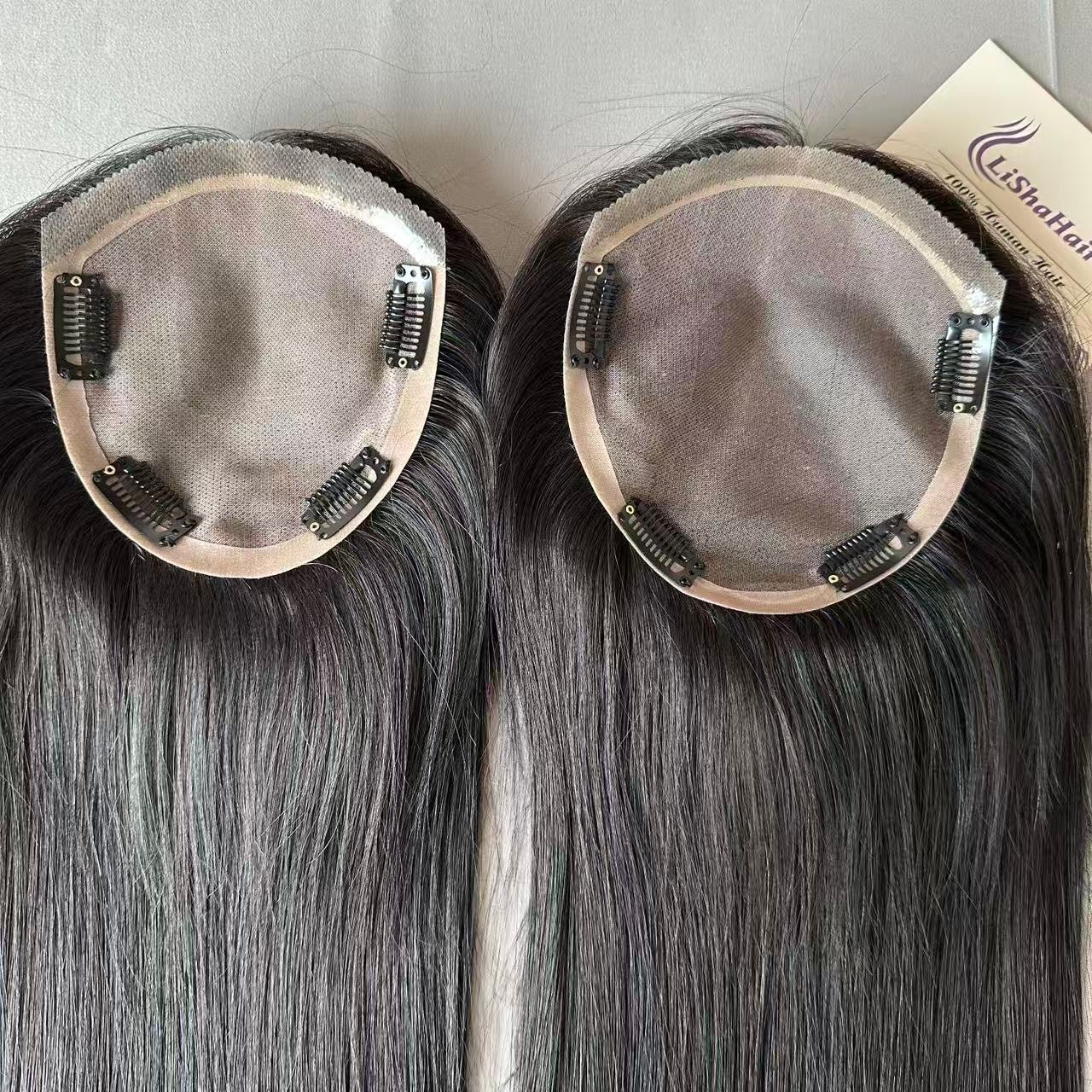 High Quality Mono Toppers Invisible forehead without black borders for Women Straight Virgin Human Hair Topper