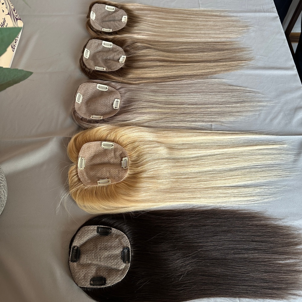 Wholesale Seamless Silk Base Hair Topper for Women Raw Virgin European Hair Toppers for Women Loss Hair