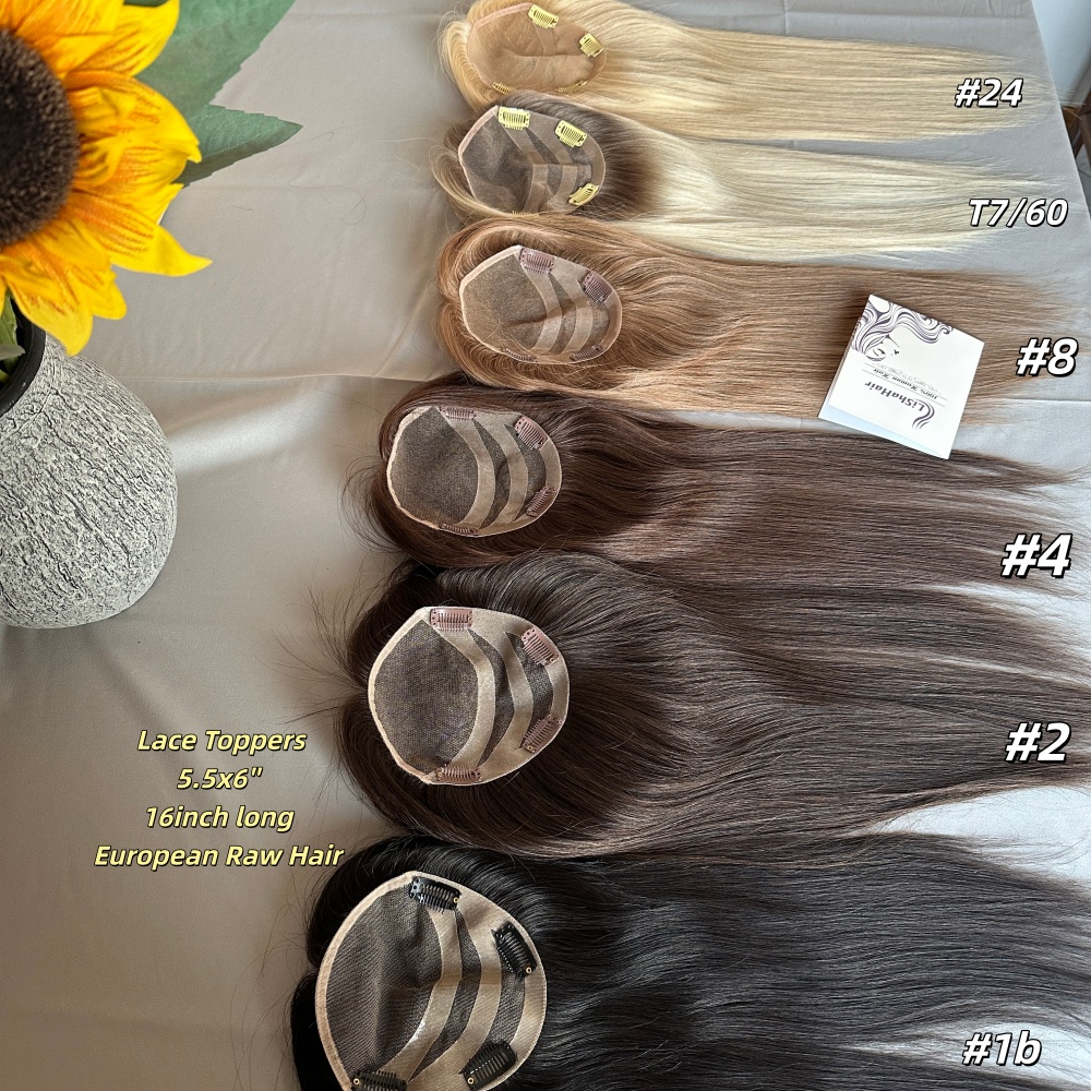 High Quality Lace Base Toppers Raw Human Hair Manufacturer Factory in Stock Hair Topper for Women