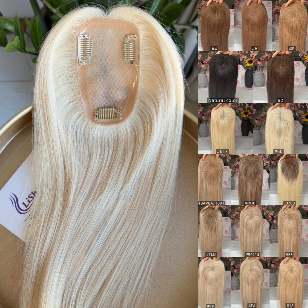 Raw Human Hair 3x5'' Mono Base Topper Piece For Women Hair Loss