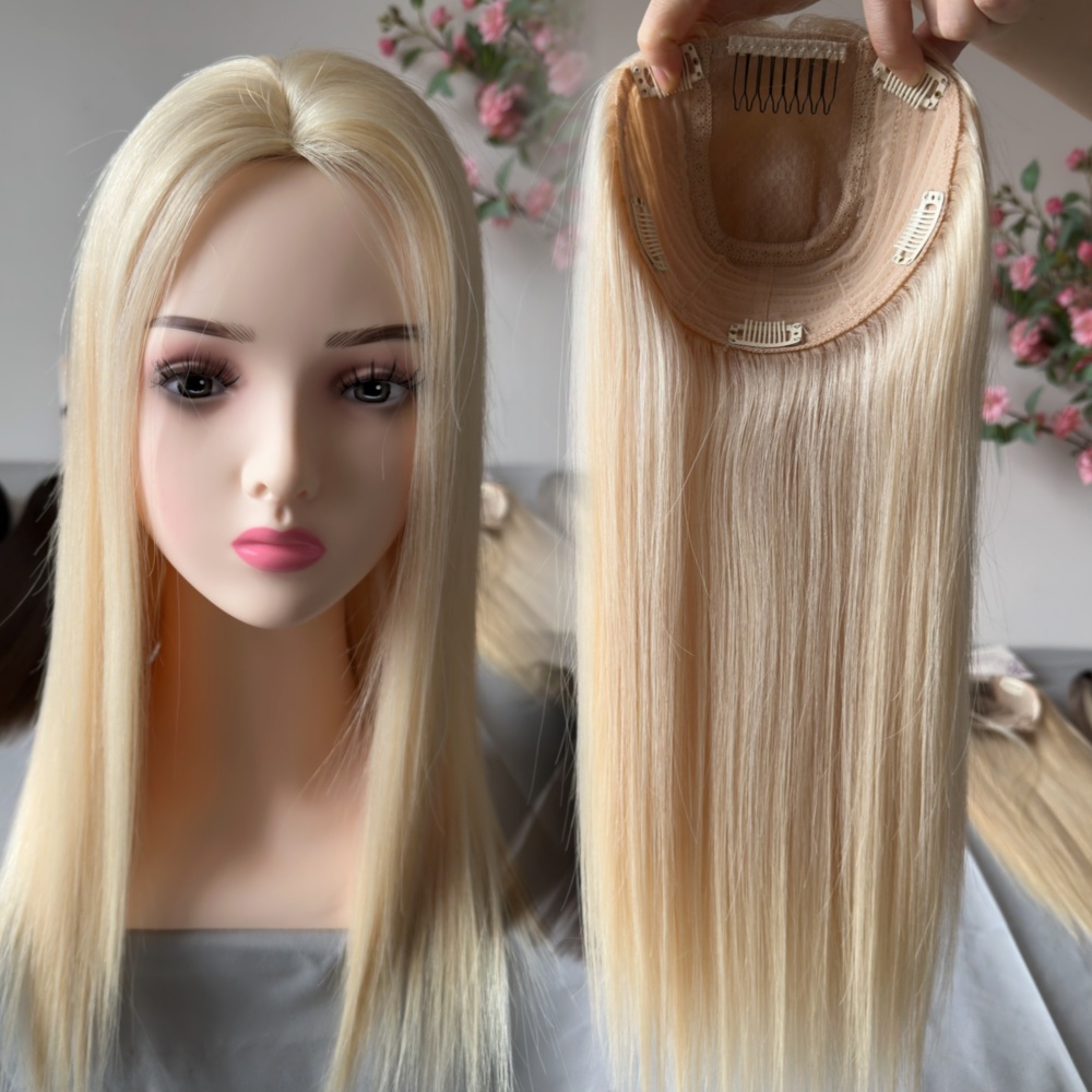 6x7" Silk Top with Wefted for Women Hair Loss Natural Looking Ash Blonde Color