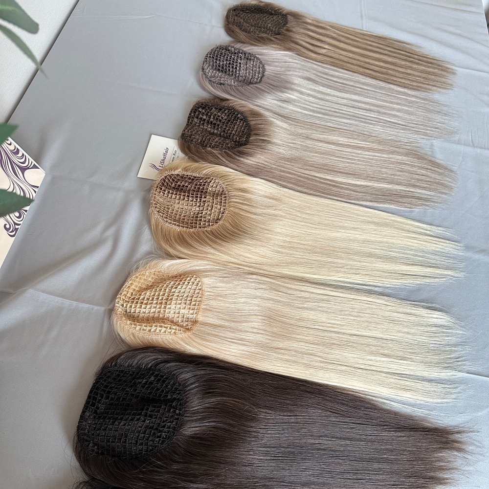 Lishahair 2026 New Trend Hair Topper with Fishnet Toppers European Virgin Hair Pre Plucked for Women