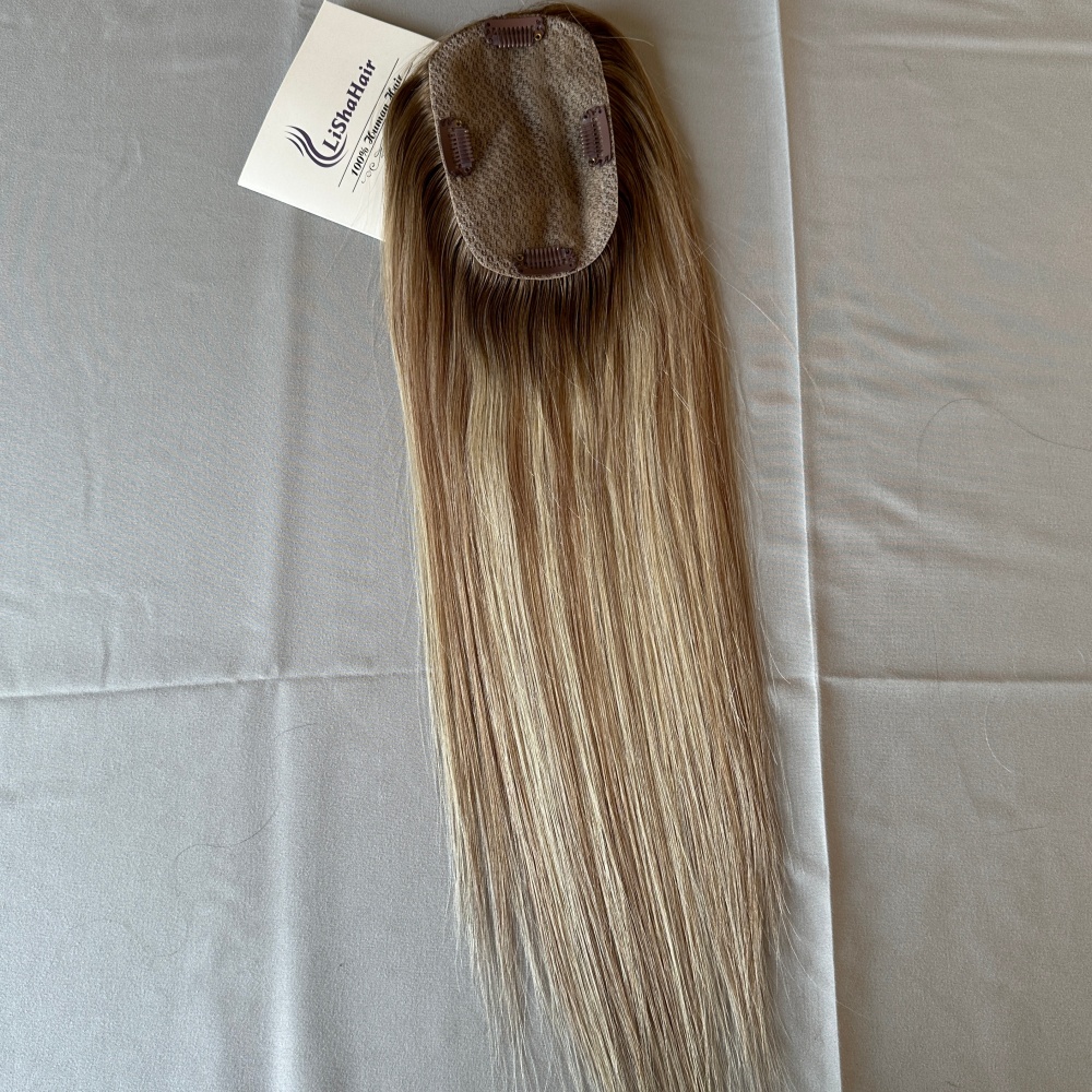 Russian Silk Toppers 3x5'' 130% Density T2DP18A/60A Balayage Color Silk Top Base Topper 
