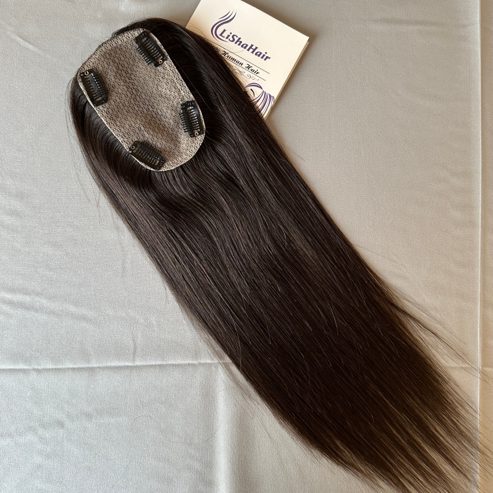 Ready to Ship 100% Human Hair Clip in Hairpiece 3x5 Silk Base Topper Breathable & Durable Natural Color