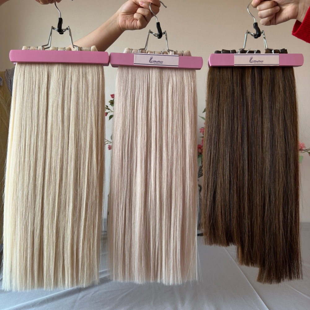 Wholesale Price Russian Human Hair Genius Weft Hair Extensions, European Virgin Genius Weft