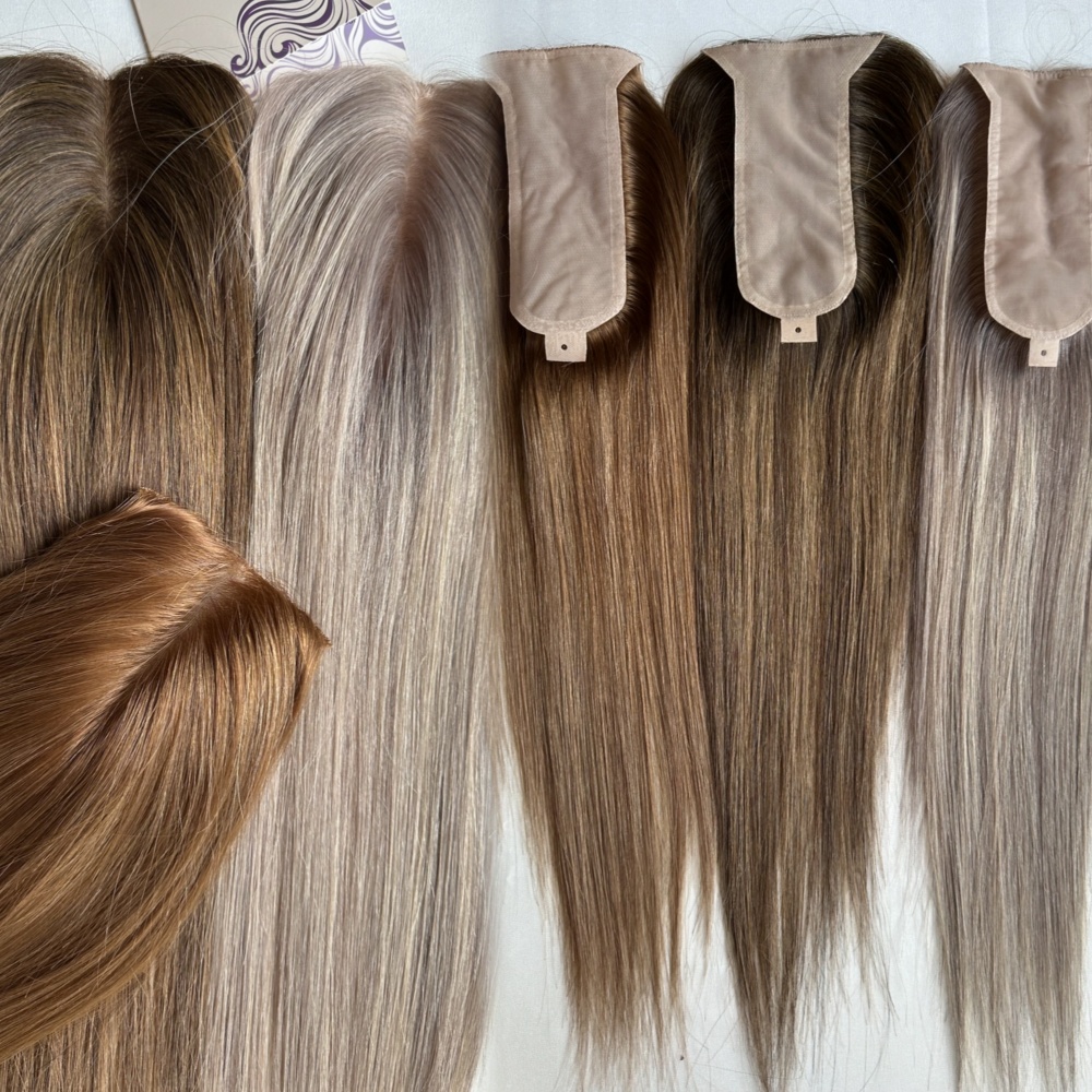 Factory Wholesale 2x6'' European Virgin Human Hair Pre Colored Silk Base Closure 150% Density Hand Tied for Hair Loss Solutions