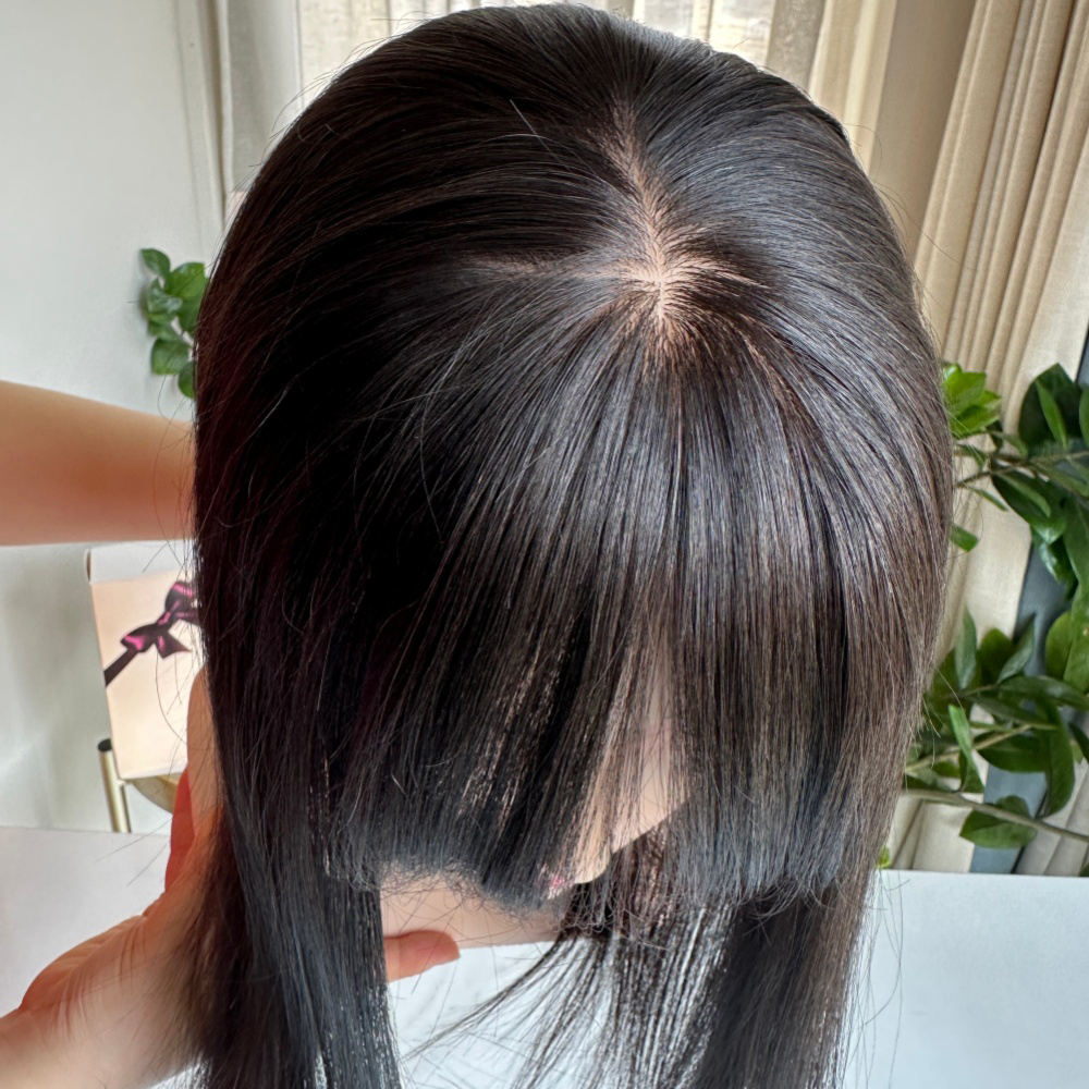 Wholesale Factory Hair Supplier 100% Virgin Natural Women Toupee Hot Sales Silk Base Toppers with Straight Bang