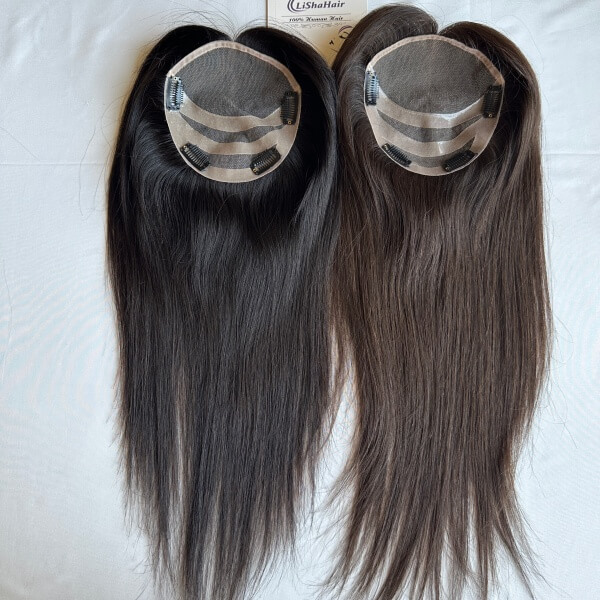 High Quality Lace Base Toppers Raw Human Hair Manufacturer Factory in Stock Hair Topper for Women