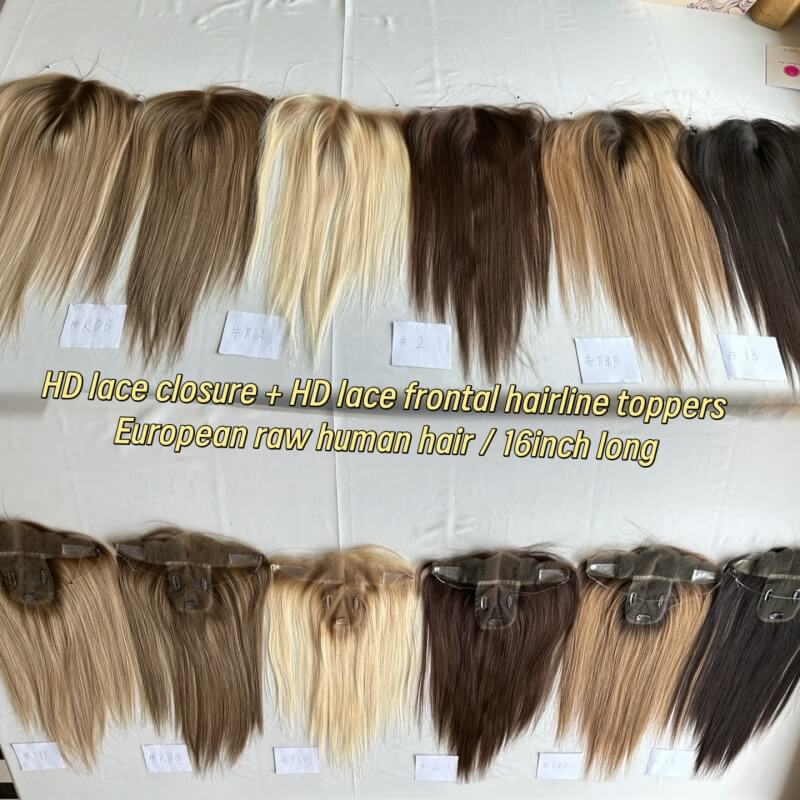  HD Lace Closure Toppers with HD Lace Frontal Hairline 16 Inch | Premium European Raw Human Hair