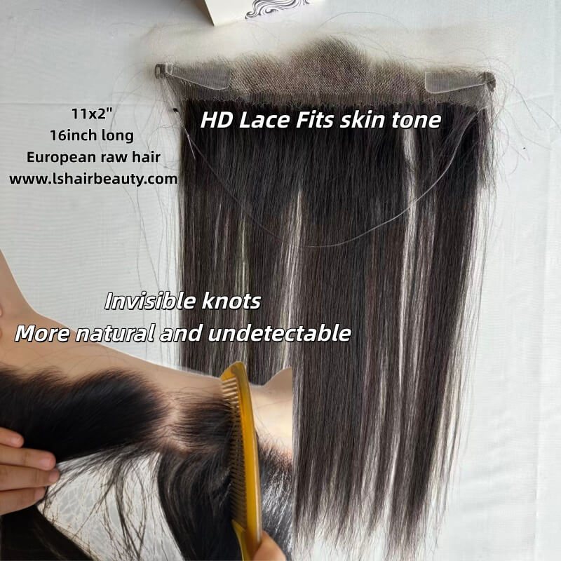 ultra-natural Hairline invisible knots undetectable Human hair, 11x2“ HD Lace Hairpiece Topper For Bald Hairline