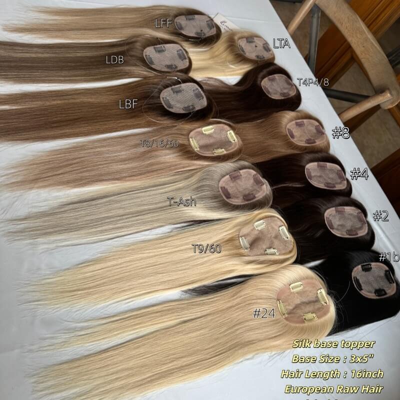 2026 Salon Quality European Hair Topper for Women Silk Base 150% Density Ombre Blonde Color 3x5 Size