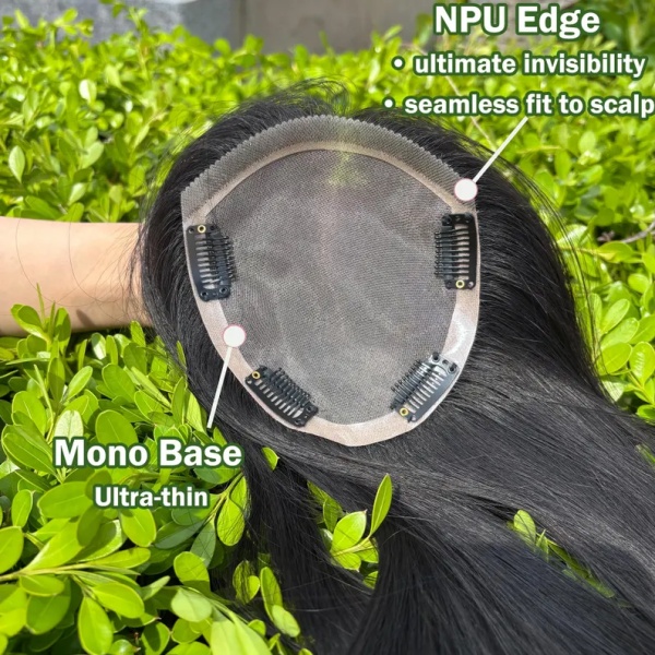Ultimate Invisibility PU Edge Mono Base Hairline Filler, Breathable Human Hair Topper For Women