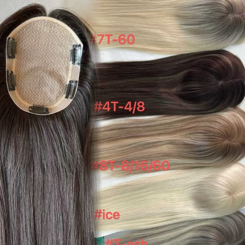 ‌Premium 5"x7" Full Hand-Tied Silk Base Human Hair Topper – Lightweight & Natural Look for Daily Wear & Salon Styling