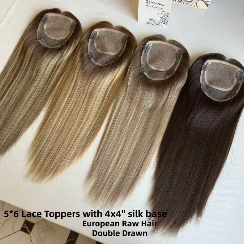 100% Virgin Russian Hair Lace Silk Base Human Hair Topper – Swiss Lace Breathable Hairpiece for Women